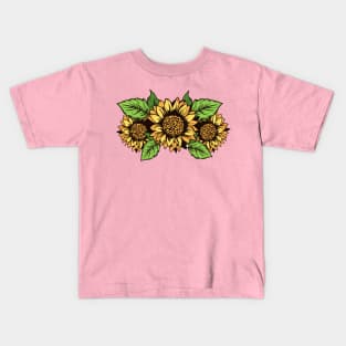 Cute Beautiful Yellow Sunflower Floral Artwork Kids T-Shirt